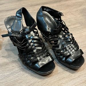 Black Strappy Heels Size 8.5. Used Condition.